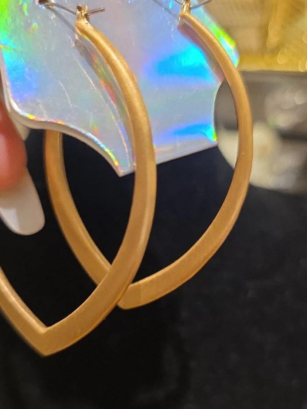 Source Unknown Gold Teardrop Hoop Earrings